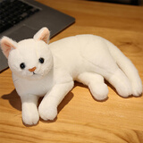 蓝诗诺小猫咪毛绒玩具仿真宠物玩偶动物模型儿童猫偶猫咪公仔送儿童礼物 仿真猫-白猫【毛绒款】 均码