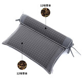 金裕蔓 荞麦决明子颈椎枕护颈枕艾草茶叶颈椎专用枕头枕芯保健枕睡眠圆糖果荞麦壳荞麦皮帮助整头 灰格子：12味草本