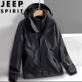 JEEP SPIRIT吉普冲锋衣夹克男春秋季外套三合一两件套户外登山服 黑色 XL