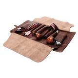 木香（MUXIANG）真皮烟斗包男士手工具复古牛皮便携收纳手卷烟袋多功能雪茄包配件 fc0008棕