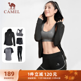 骆驼（CAMEL）瑜伽套装女健身运动服五件套A7S1UL8135黑色L