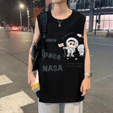 楠子汉 背心坎肩男夏个性潮流无袖宽松潮嘻哈潮牌ins夏季坎袖外穿  黑色【B59】 XXL
