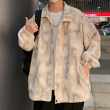 错搭休闲外套男春秋季2025年新款夏美式飞行夹克男装高街潮流上衣男士 杏色 XL