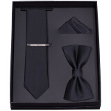 CHALES KIMO 领带男士商务正装4件套领带夹领结婚桑蚕真丝6cm韩版高档礼盒装 K603 (6cm套装）