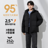 BOBBY BIZZ加厚保暖极寒连帽羽绒服男冬季短款2024新款95%白鹅绒黑色外套潮 黑色（男女同款） S 【80-115斤/白鹅绒220g】