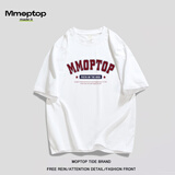 MMOPTOP潮流印花T恤男夏季纯棉重磅短袖宽松休闲打底衫女M0004白色L