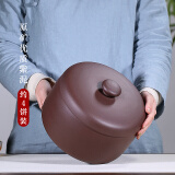 紫来顺 宜兴紫砂茶叶罐 陶瓷密封罐家用大小号普洱茶缸包装盒 4饼 紫泥
