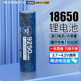 德力普（Delipow）18650锂电池3.7V-4.2V大容量强光手电筒专用电池充电器套装 麦克风/头灯/航模/小风扇等设备通用 单节18650电池【9250mWh】 平头电池【适合弹簧电池槽】