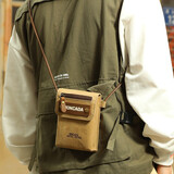 新潮代单肩包男大容量帆布个性手机包男士复古迷你斜挎包简约潮流学生包 卡其色【可放6.7英寸大屏手机】