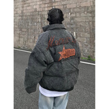 迪伽达美式复古高街立领面包棉服男冬季宽松情侣外套ins潮牌保暖棉衣服 HSWG-HQ98黑色 L