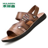 木林森（MULINSEN）男鞋日常休闲简约舒适沙滩凉拖鞋 卡其 43码 SM97745