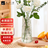 九千谷玻璃花瓶客厅室内鲜花插花瓶富贵竹水培容器水波纹透明高30cm2356