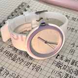 番米拉（PANMILA）手表女学生简约品牌国表休闲运动高中生女圆形大表盘硅胶石英女表 芋泥紫