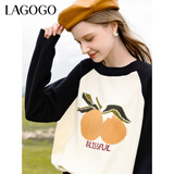 LAGOGO柿柿如意撞色保暖毛衣女拉谷谷2024年冬季新款插肩袖针织衫 白黑(VW) L 165/40