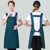 纯棉围裙定制logo印字全棉布料加厚耐磨定做奶茶店高级厨师工作服女男士时尚夏天厨房家用做饭围腰 宽带墨蓝色