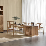 苏木轩 新中式茶桌椅组合 禅意泡茶桌 实木功夫茶台 原木色泡茶桌 茶道桌茶艺桌 茶室家具定制YA17 茶桌+主椅+3副椅