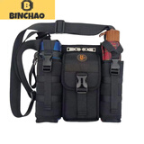 宾潮中老年户外休闲单肩包男士斜挎包休闲旅游水壶包男女通用背包牛津 雨伞款黑色