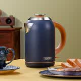 THERMOS膳魔师 THERMOS伦敦早餐复古系列电热水壶家用304不锈钢1.7L大容量 底座加热 自动断电 玛瑙蓝现货