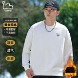 东方骆驼（EASTERN CAMEL）卫衣男秋冬季圆领纯色重磅落肩长袖上衣户外运动套头衫 白色 2XL 