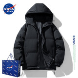 NASA REMM官方潮牌棉服男女秋冬季棉衣加厚棉袄情侣大码连帽外套冬装上衣服 黑色 XL