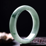 泽心雅玉 翡翠玉手镯糯冰种豆绿色处理级少女款送女友 飘花手镯60-61（120斤-130斤）