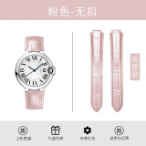 时仕适用卡地亚表带 卡地亚蓝气球表带 男女士真皮表带 蓝气球表带 粉色-不配扣 11.18mm