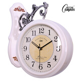 康巴丝（Compas）双面挂钟欧式石英钟挂表客厅餐厅摇摆时钟表摆钟钟表 2589白色
