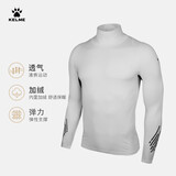 卡尔美（KELME）运动弹力紧身衣男加绒加厚保暖高领健身服足球打底衫男童 白色【高领】 XL/180