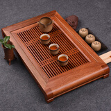 从简新款鸡翅木茶盘抽屉式储水排水双用托盘家用实木蓄水茶台小号茶托 花梨木小古典：57*34*7cm