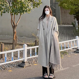 乔诗彤 燕麦大衣2024年秋冬季新款宽松赫本风韩系加厚毛呢大衣女 燕麦 M