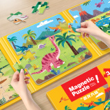 大眼小娃恐龙大陆 75片3合1磁性拼图磁力拼板儿童玩具3-6岁男女孩生日六一儿童节礼物