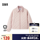 森马（Semir）棉服女灯芯绒翻领菱形格复古2024冬三防宽松轻薄棉衣109724112007