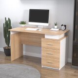 美宜德曼电脑桌 1米右三抽简约办公台式职员桌家用学习写字桌子 橡木色