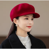 鑫梓淏帽子女秋冬季新款高档羊毛八角帽女新款时尚网红帽子冬天呢子贝雷