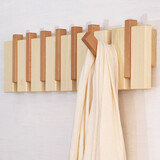 瑜品佳实木挂钩玄关入户卧室挂衣钩墙上木质挂衣架壁挂创意墙壁衣帽挂钩 钢琴键挂衣钩【八钩 原木色】