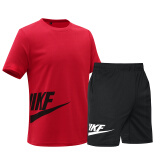 新款运动套装男短袖短裤夏季宽松透气跑步健身服排球兵乒球羽毛球运动服休闲套装 红色 XL码