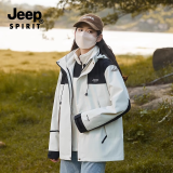 吉普（JEEP）冲锋衣外套男女秋冬季新款户外三合一防风保暖登山服可拆卸夹克男 【男女款】象牙白-三合一 M建议135-150斤)