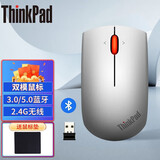 联想ThinkPlus小黑红点无线鼠标 ThinkPad笔记本电脑办公鼠标 双模-无线蓝牙鼠标（陨石银）
