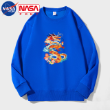 NASA PONY圆领红色长袖T恤男卫衣春秋季龙年本命年衣服亲子拜年服情侣装 宝蓝 L