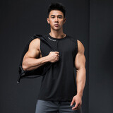 撸铁狗健身背心男士运动宽松无袖速干衣肌肉训练透气吸汗潮款坎肩篮球潮 黑色 XL