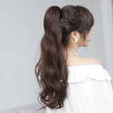 纤缕 马尾假发假马尾假发女马尾长款抓夹式自然卷发网红气质高马尾辫 长卷大波浪抓夹(深棕色)55cm