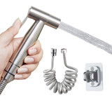 净博瑞（JINGBORUI）304不锈钢马桶伴侣喷枪冲洗器增压喷头卫生间厕所水龙头高压水枪 喷枪+免钉底座+3米伸缩管