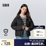 森马（Semir）棉服女宽松立领棉衣简约休闲气质冬季温柔防水菱格厚外套百搭 黑色90001 160/84A/M