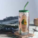 小北家玻璃杯吸管杯女带盖牛奶杯咖啡杯可爱水杯高颜值大容量喝水杯子 牛油果