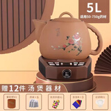 竹水溪600w大火无釉层紫砂煎药壶中药壶全自动电子煎药锅中药罐家用砂锅无涂层 5L（紫砂无釉款） 药材多买 5L 天然无釉紫砂+600W大功率