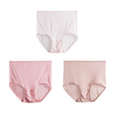 3条装100%桑蚕丝女士高腰内裤真丝内裤女抗菌无痕收腹提臀超薄大码三角短裤头塑身透 有质检 四码七色 淡粉色+嫣粉色+藕色 XXXL