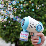 BTOP泡泡机儿童手持电动加特林网红新款吹泡泡枪全自动器男孩女孩玩具 糖果蓝 1瓶泡泡水+电池+10包泡泡液