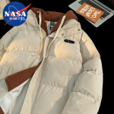 NASA MARVEL棉衣男棉服冬季外套棉袄子潮流假两件连帽情侣面包服 杏色 XL