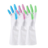 JEPOO 指尖加强洗碗手套轻薄贴手穿戴舒适家务防水胶皮洗衣服清洁手套 花色 3双 M中码款