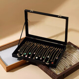 遇上佳人首饰收纳盒项链展示盒耳夹耳线饰品首饰盒耳圈耳钉耳环收纳盒大号 大号黑项链首饰盒